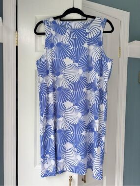 Sailor Sailor Sleeveless White Dress with Blue Shell Print
